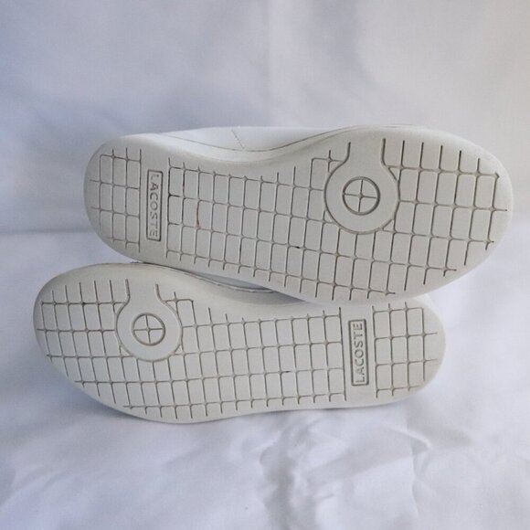 Lacoste Kids Sz 12 White Carnaby Evo Unisex Lace Up Casual Trainer Sneakers - Picture 8 of 9